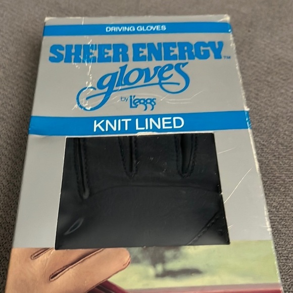Navy Sheer Energy Driving Gloves by Leggs Knit Lined Vintage One Size Fit‎ NOS - Picture 4 of 7